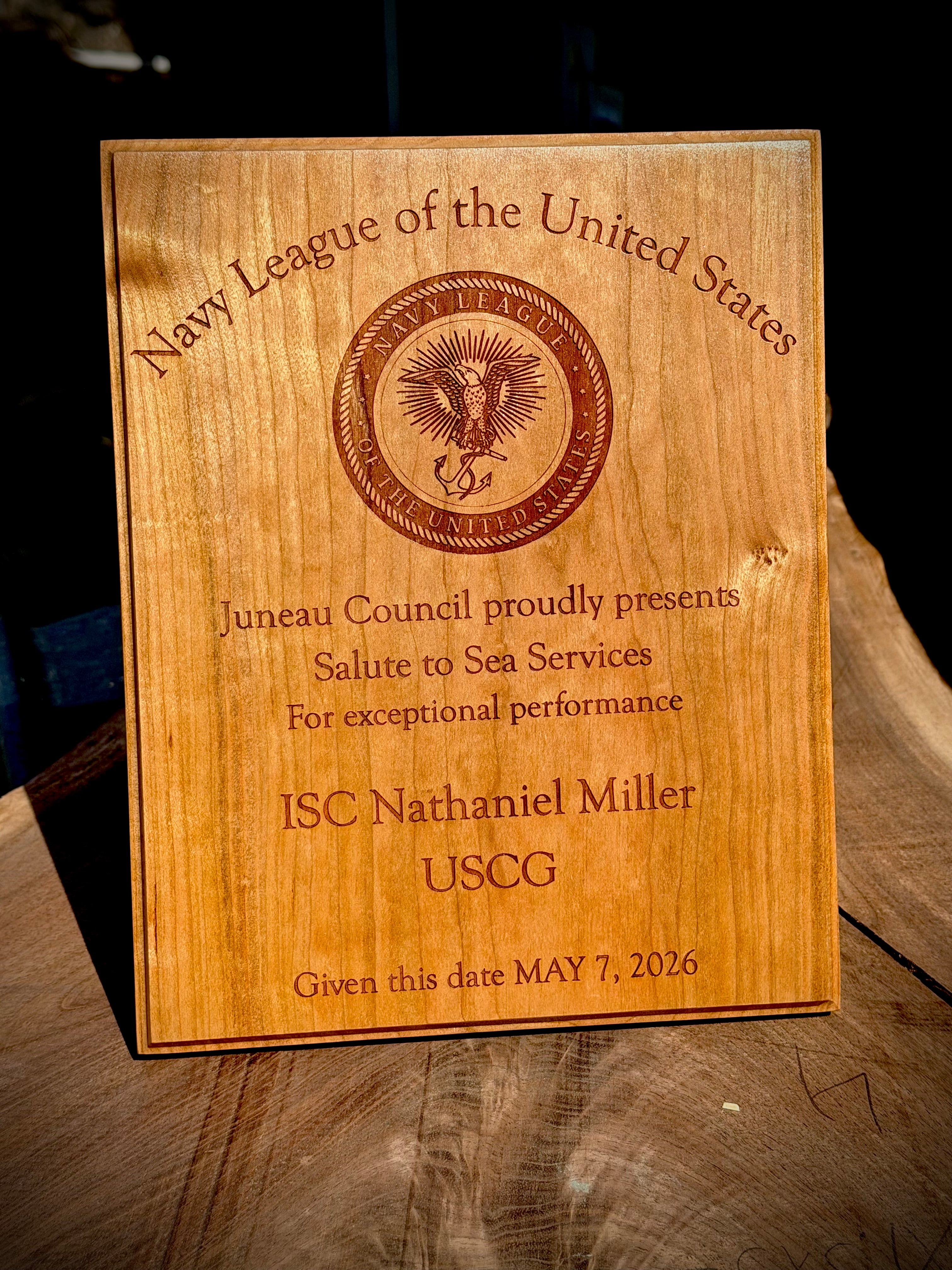 Wood Engraved Plaque