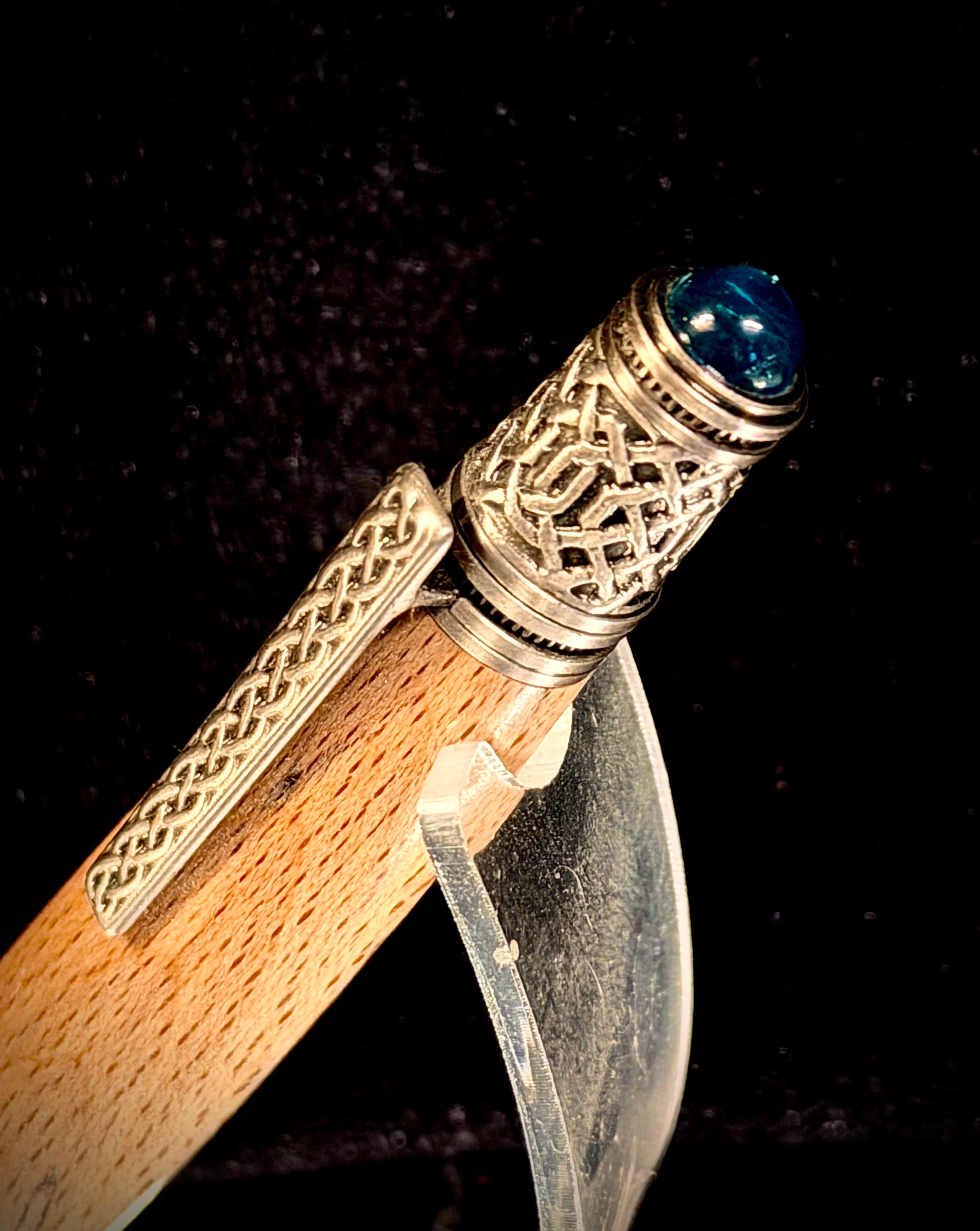 Celtic Pen with Emerald color Cabochon