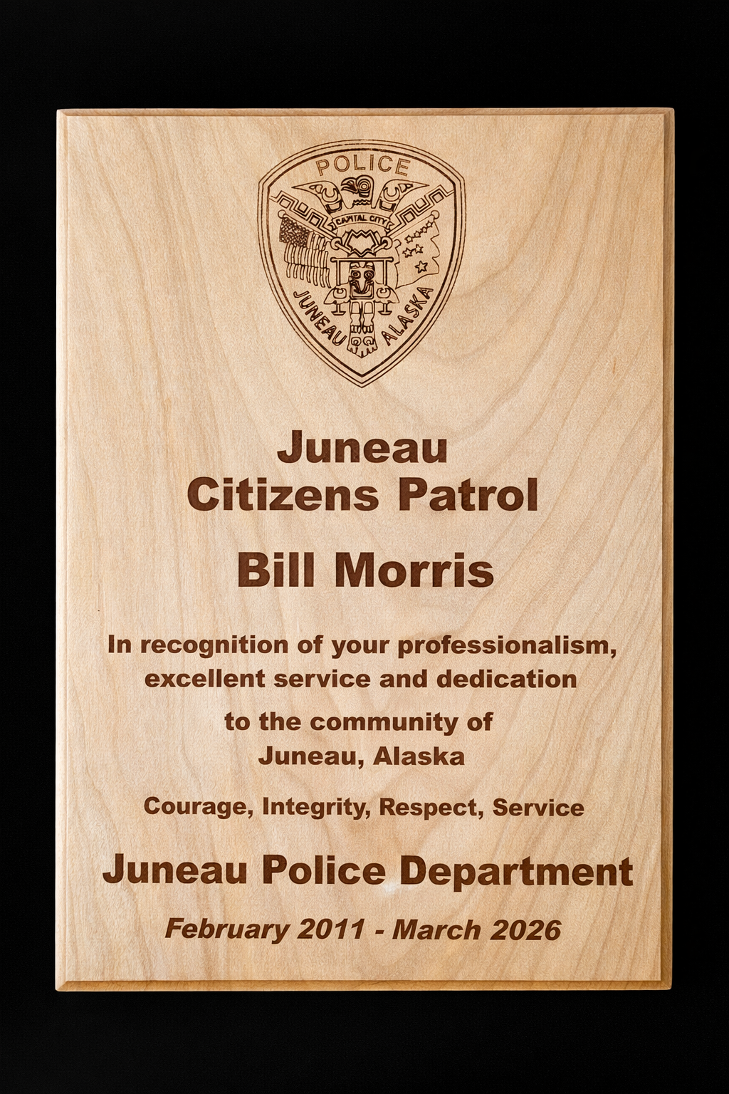 Wood Engraved Plaque