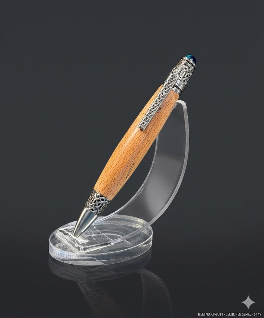 Celtic Pen with Emerald color Cabochon