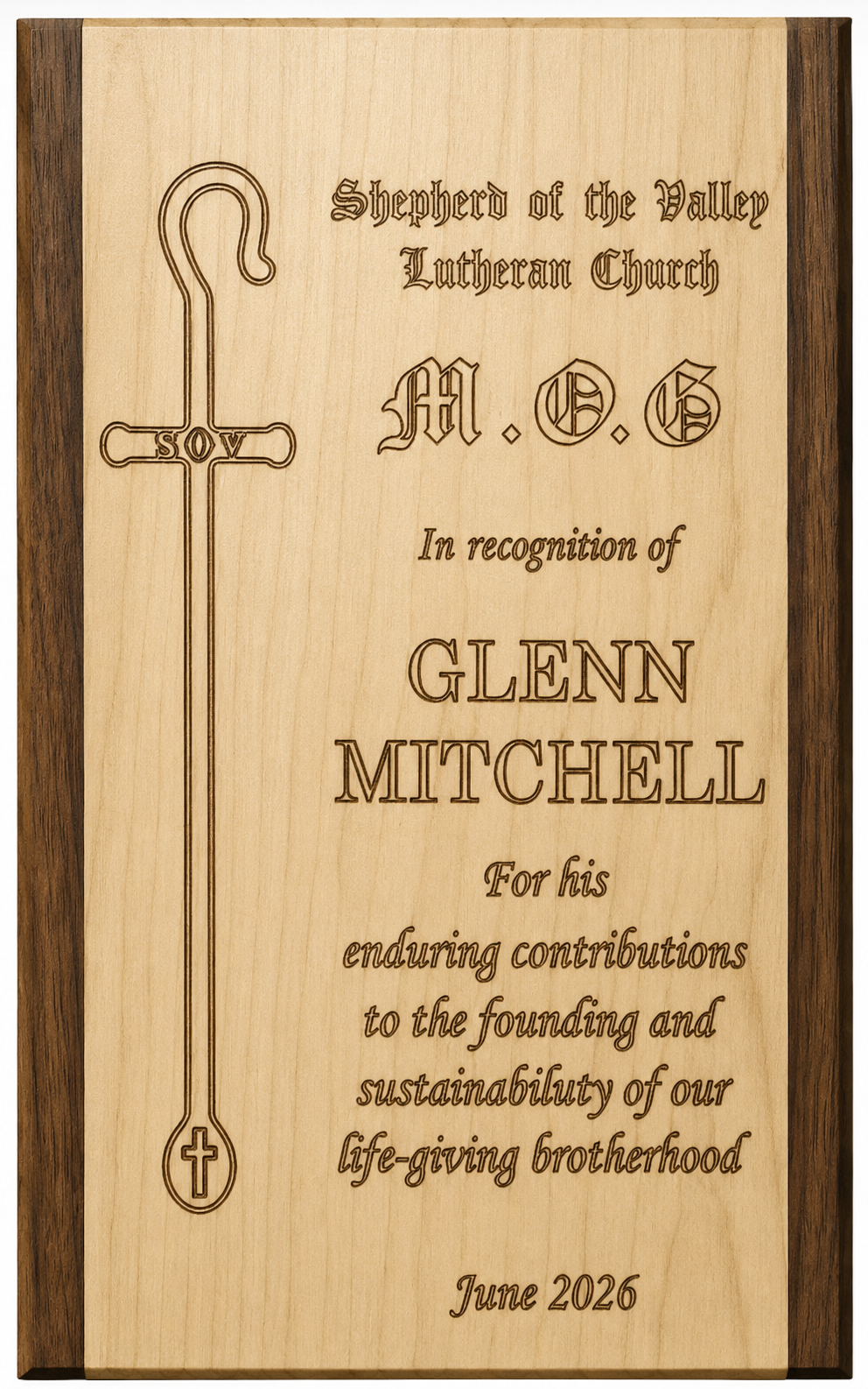Wood Engraved Plaque