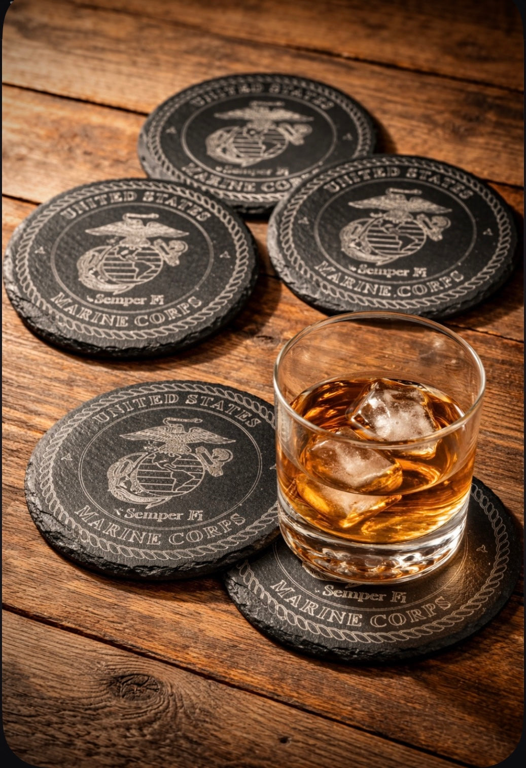 Rustic slate coaster, USMC